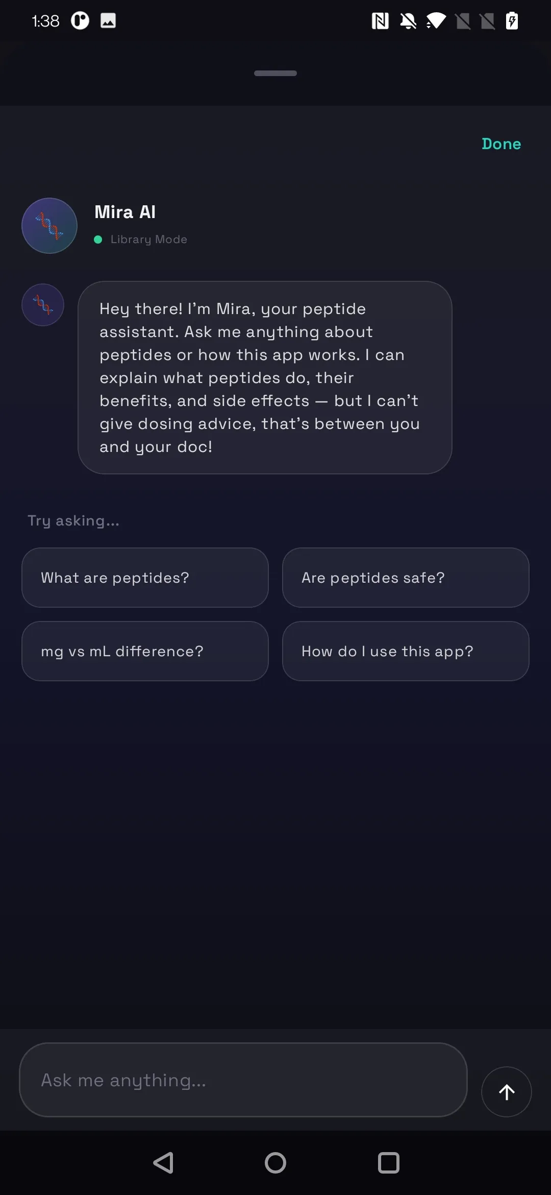 Ask Mira AI anything about peptides and protocols