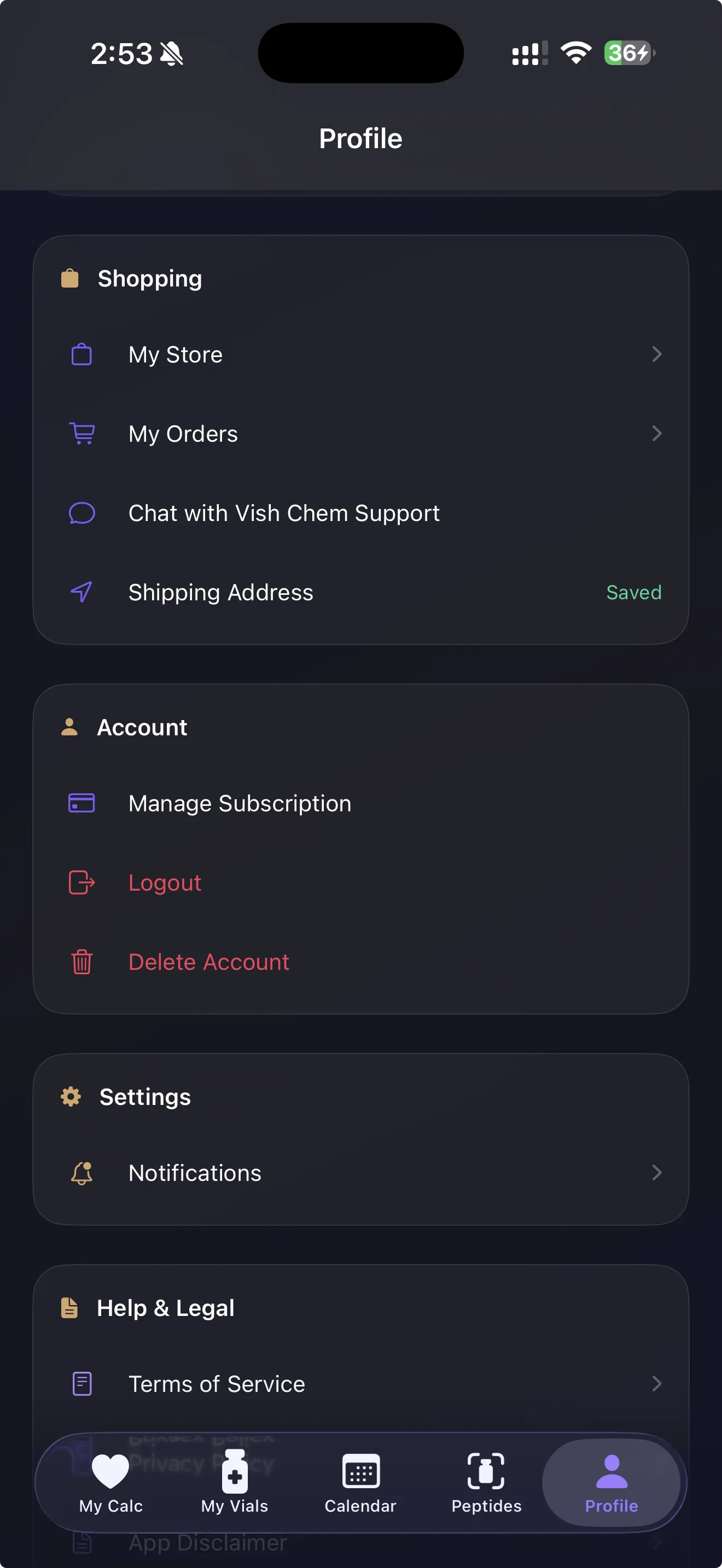 Manage your account, orders, and notification settings