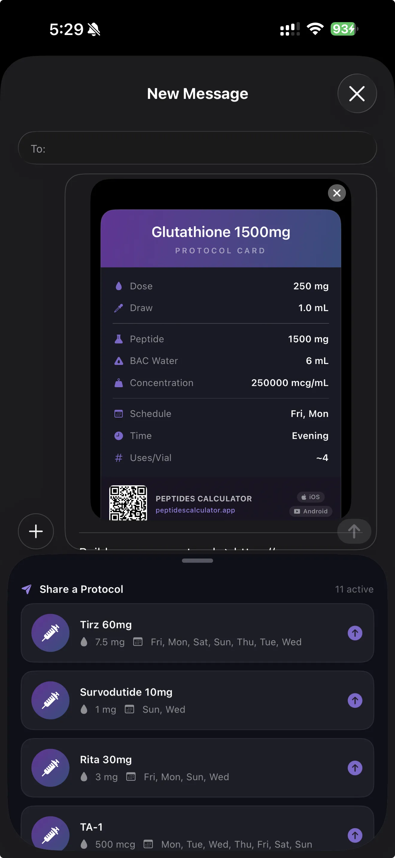 Share your protocol card with friends and community